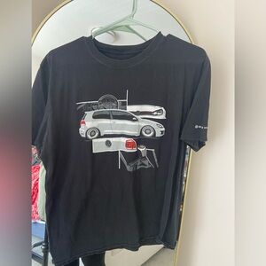 Black Graphic Tee with Car Design
